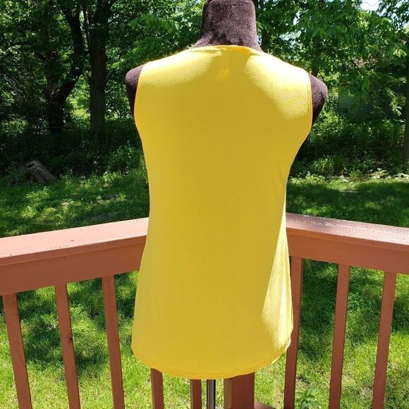 Slinky Brand Yellow Sleeveless Blouse Women’s Small Flowy Stretch Scoop Neck, Sm - Picture 6 of 14